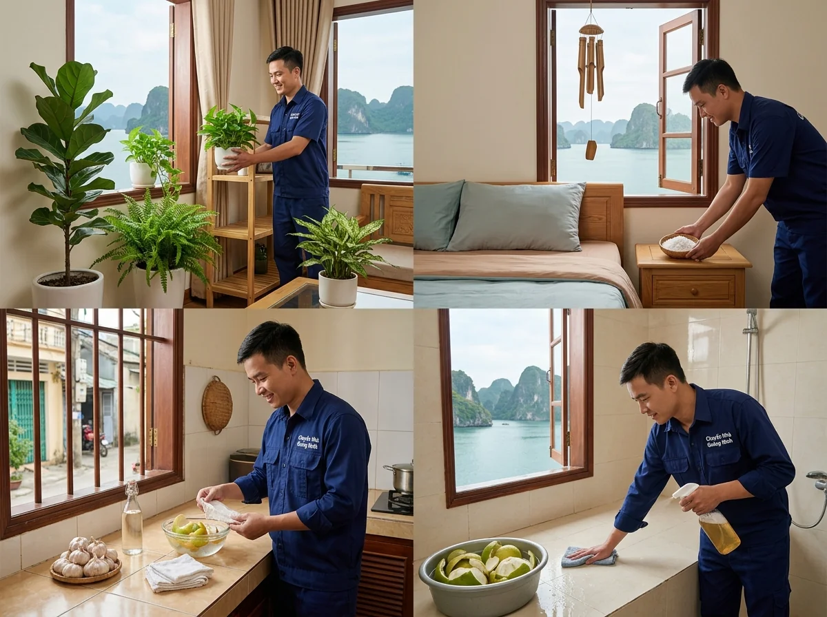 Tẩy uế theo từng khu vực: phòng khách, phòng ngủ, bếp, toilet