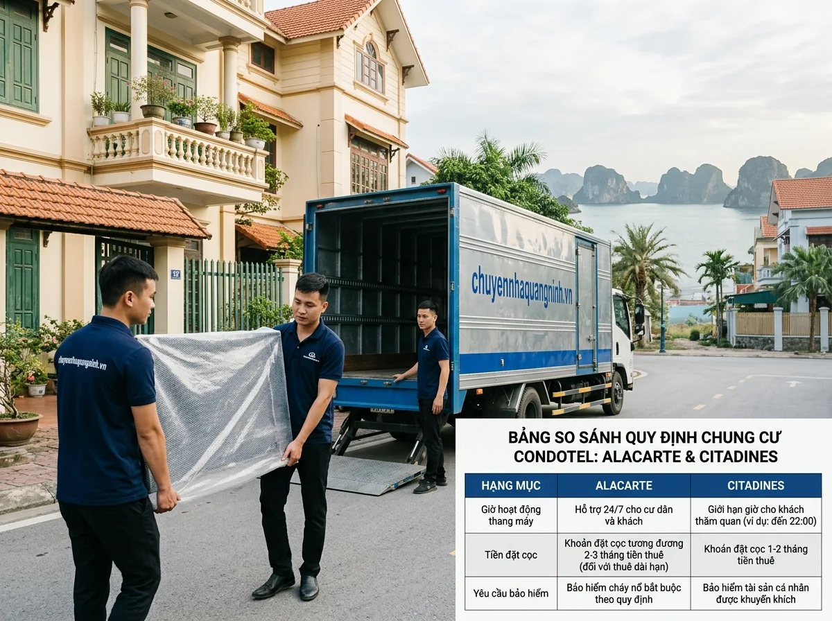 Bảng tóm tắt quy định chuyển đồ tại Alacarte, Citadines