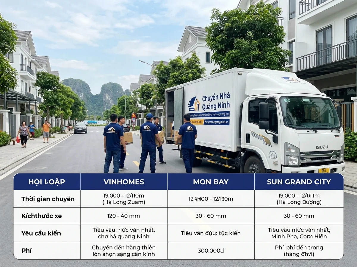 Bảng tóm tắt quy định chuyển nhà tại các khu biệt thự