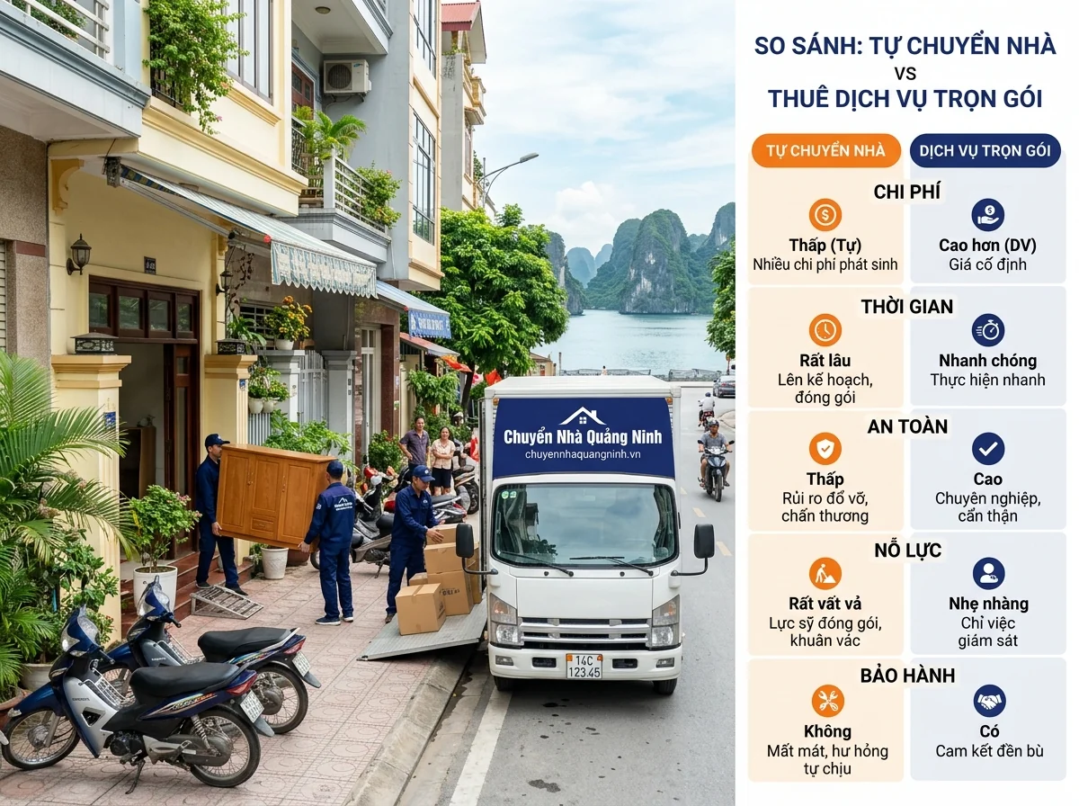 Bảng so sánh tự chuyển nhà và thuê dịch vụ trọn gói