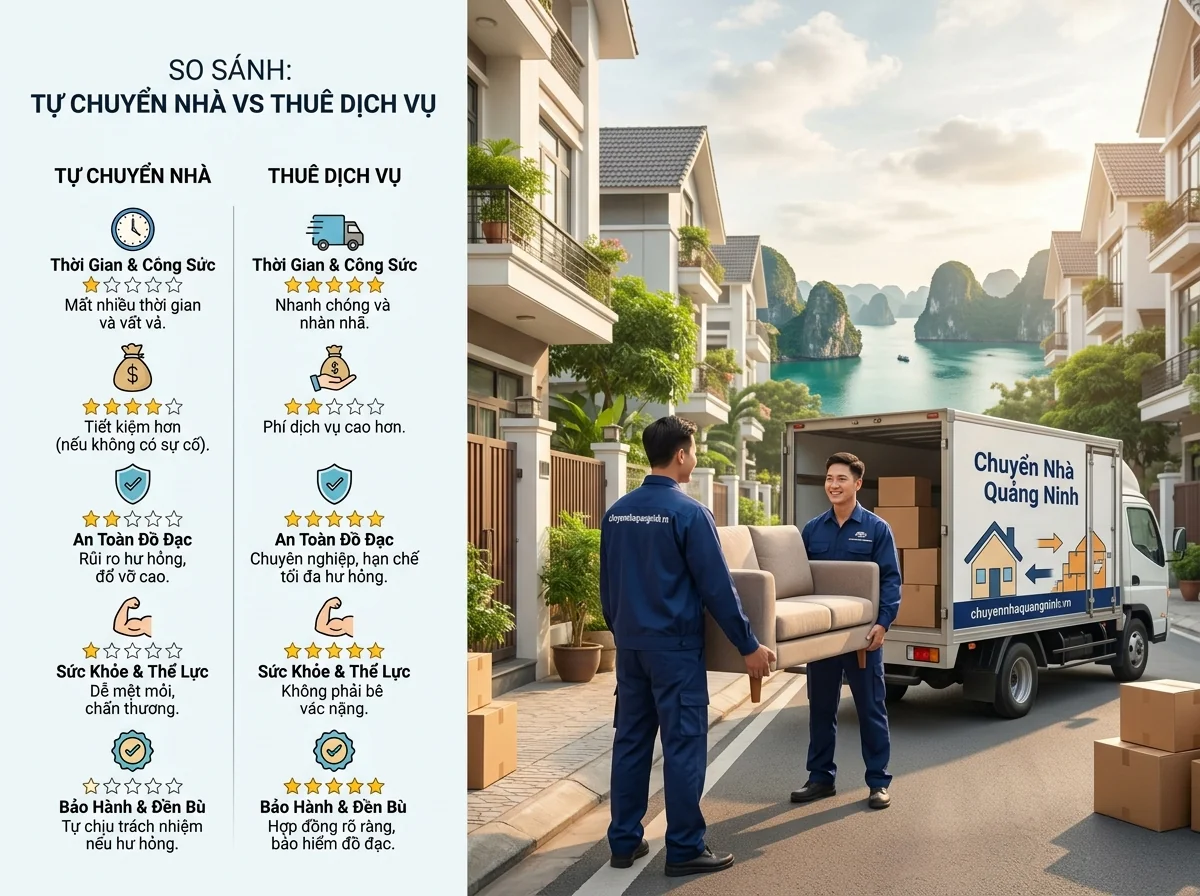 Bảng so sánh tổng quan giữa tự chuyển và thuê dịch vụ