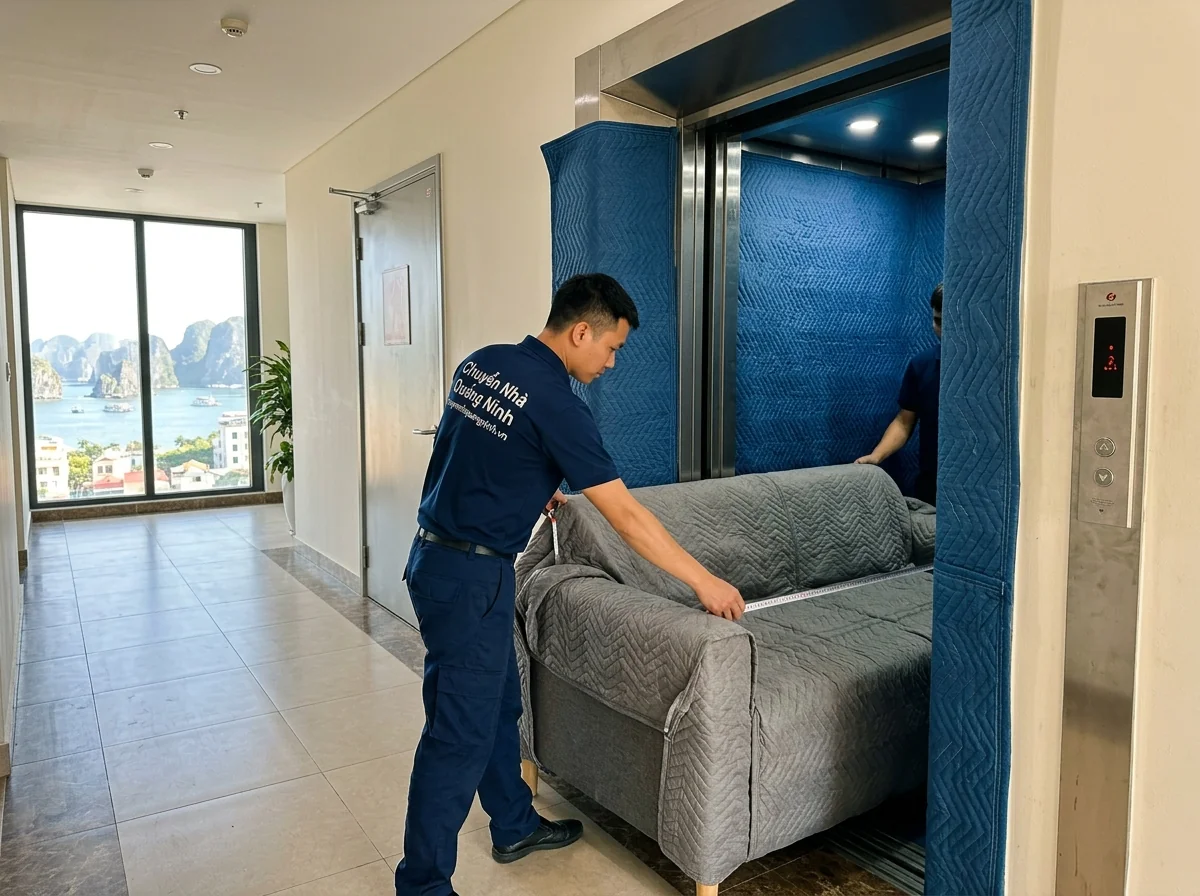 Vận chuyển đồ nội thất bằng thang máy chung cư