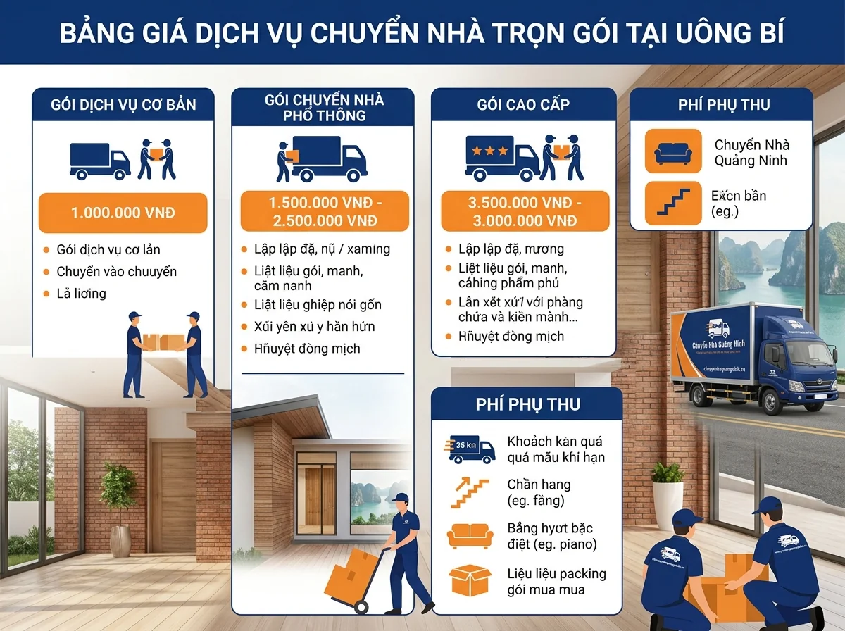 Bảng giá dịch vụ chuyển nhà tại Uông Bí