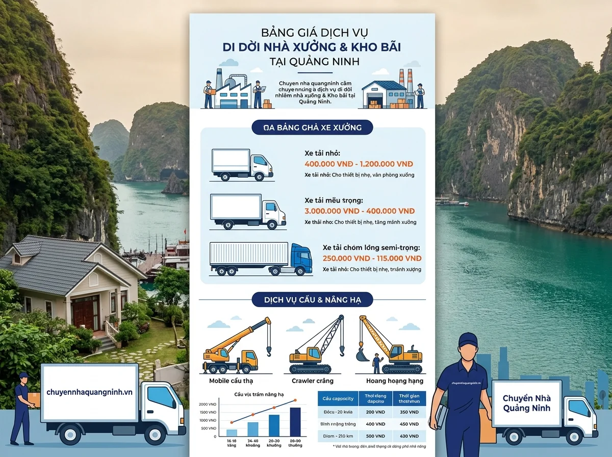 Bảng giá dịch vụ chuyển nhà xưởng, kho bãi