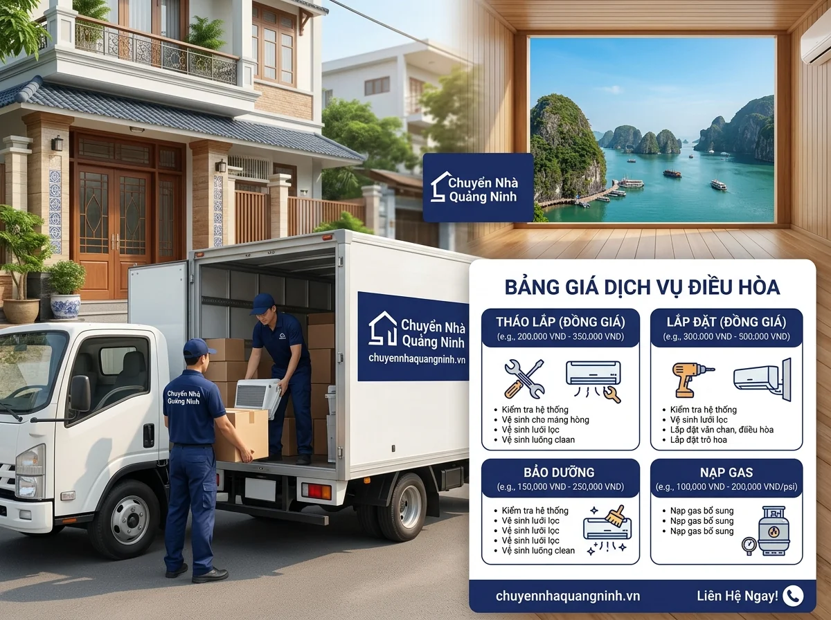 Bảng giá tháo lắp bảo dưỡng điều hòa tại Hạ Long