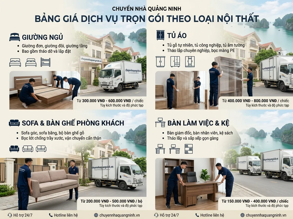Bảng giá dịch vụ tháo lắp giường tủ Hạ Long