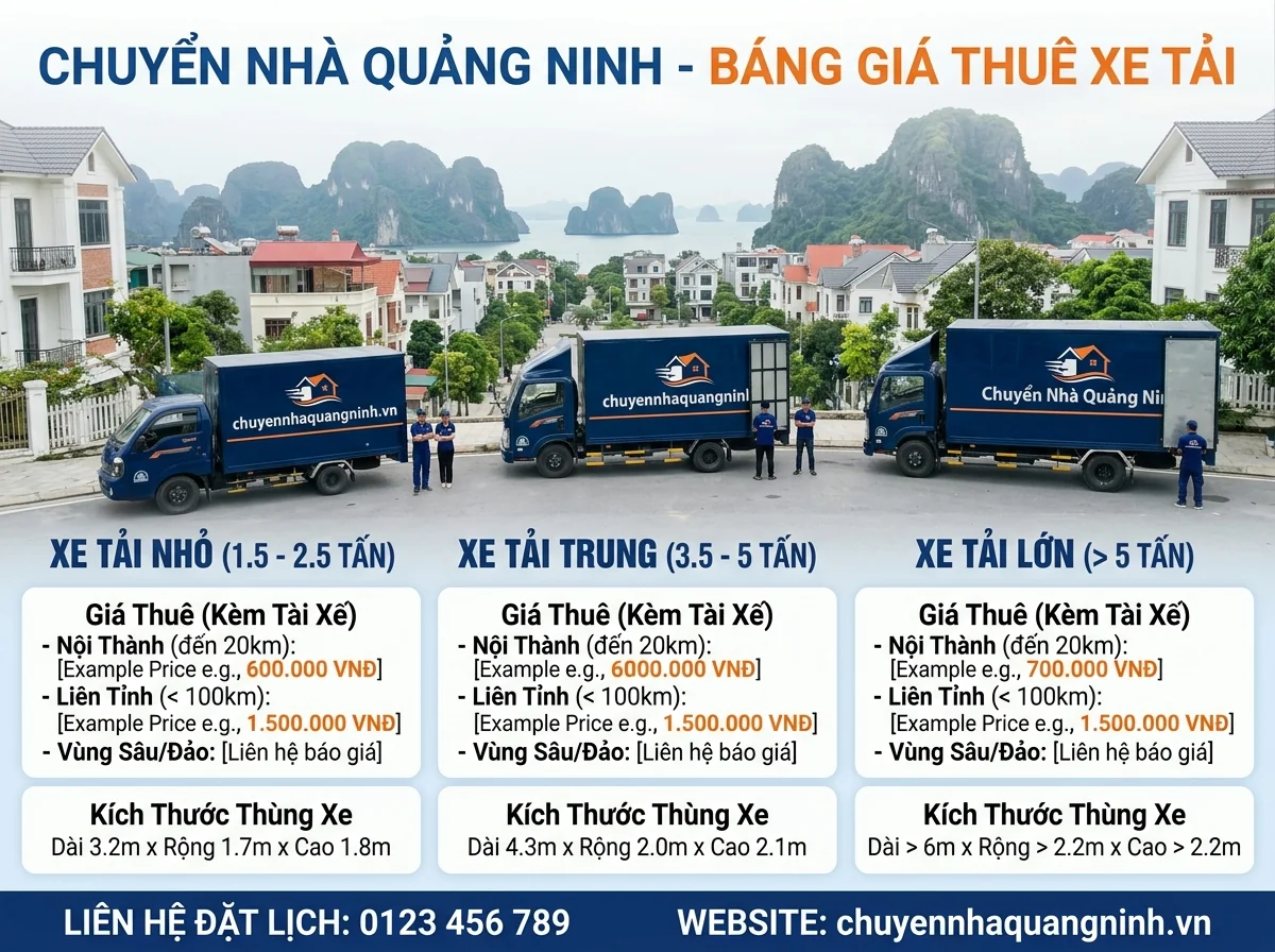 Bảng giá cho thuê xe tải chở hàng cập nhật 2026